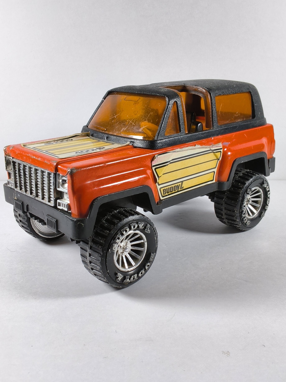 ​Vintage Buddy L Orange 4x4 Bronco Blazer SUV 400 HP Hong Kong Pressed Steel